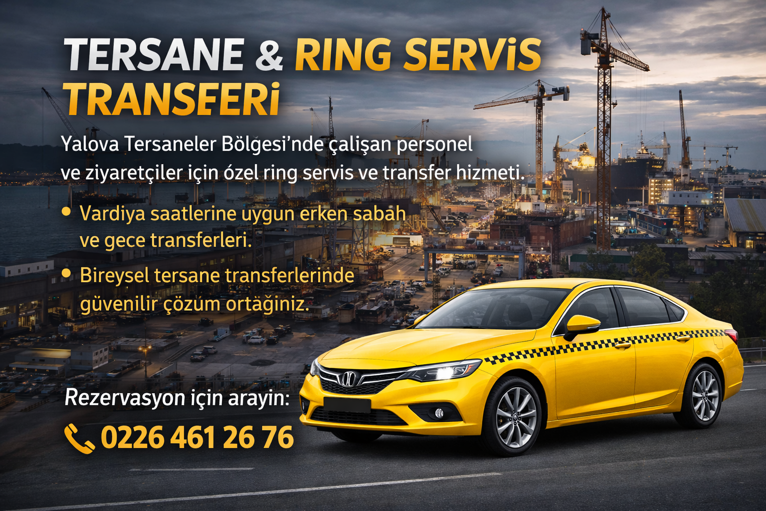 Altınova Taksi Tersane & Ring Servis Transferi – Yalova Resmi Taksi Durağı
